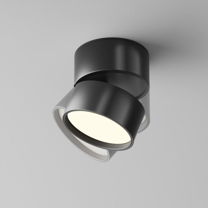 Накладной светильник 8,5*8,5*8 см, LED, 12W, 4000К, Maytoni Technical ONDA C024CL-12W4K-B-1 черный
