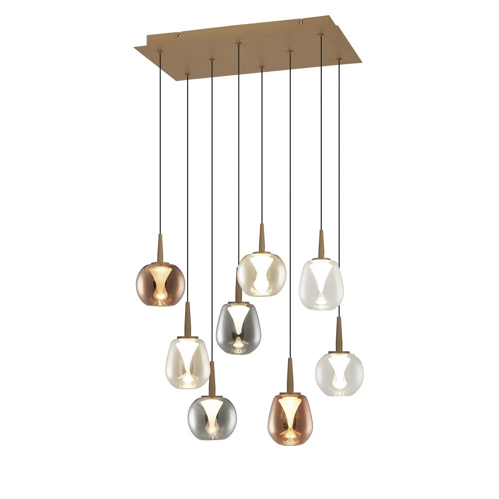 Люстра подвесная 50*30*-212,5 см, 8*LED*5W, 3000K, Mantra Andromeda MAN8934+8PL, золотой