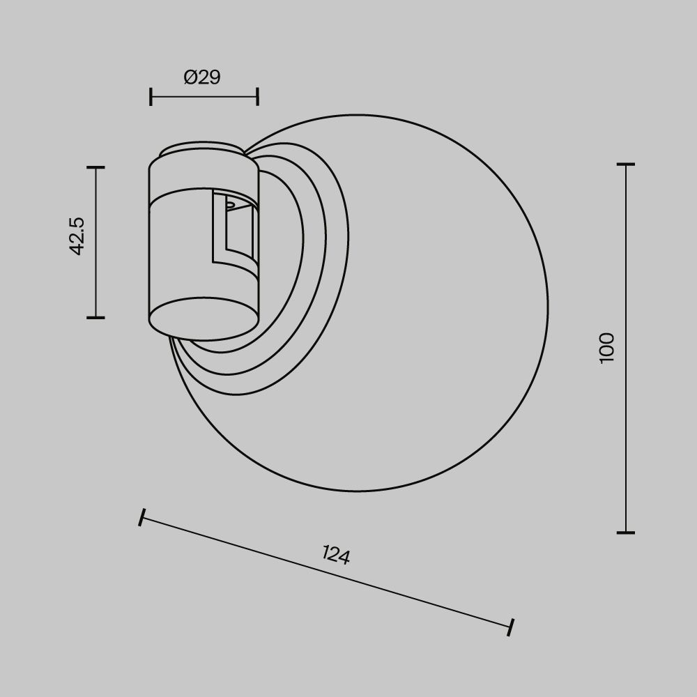 Трековый светильник 12,4*10*-10 см, *LED*5W, 3000K, Maytoni Technical Luna TR229-1-5W3K-B, Черный