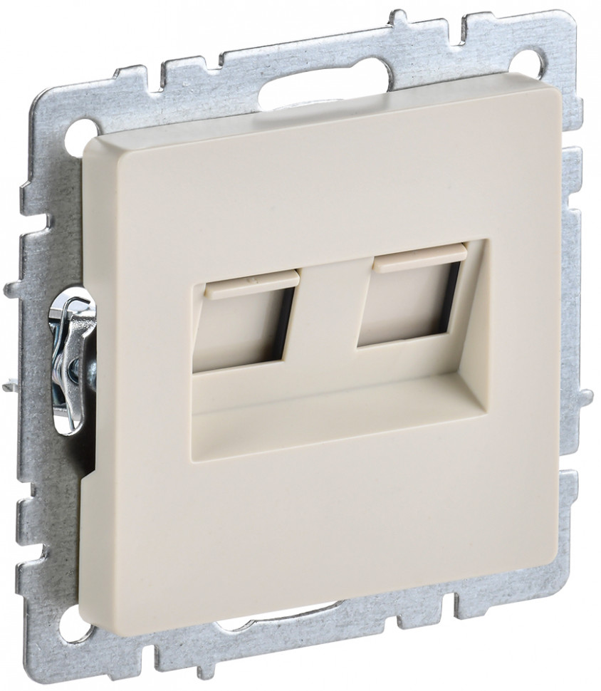 BRITE Розетка компьютерная двойная RJ45 кат.6 РК11-2-БрКр бежевый IEK