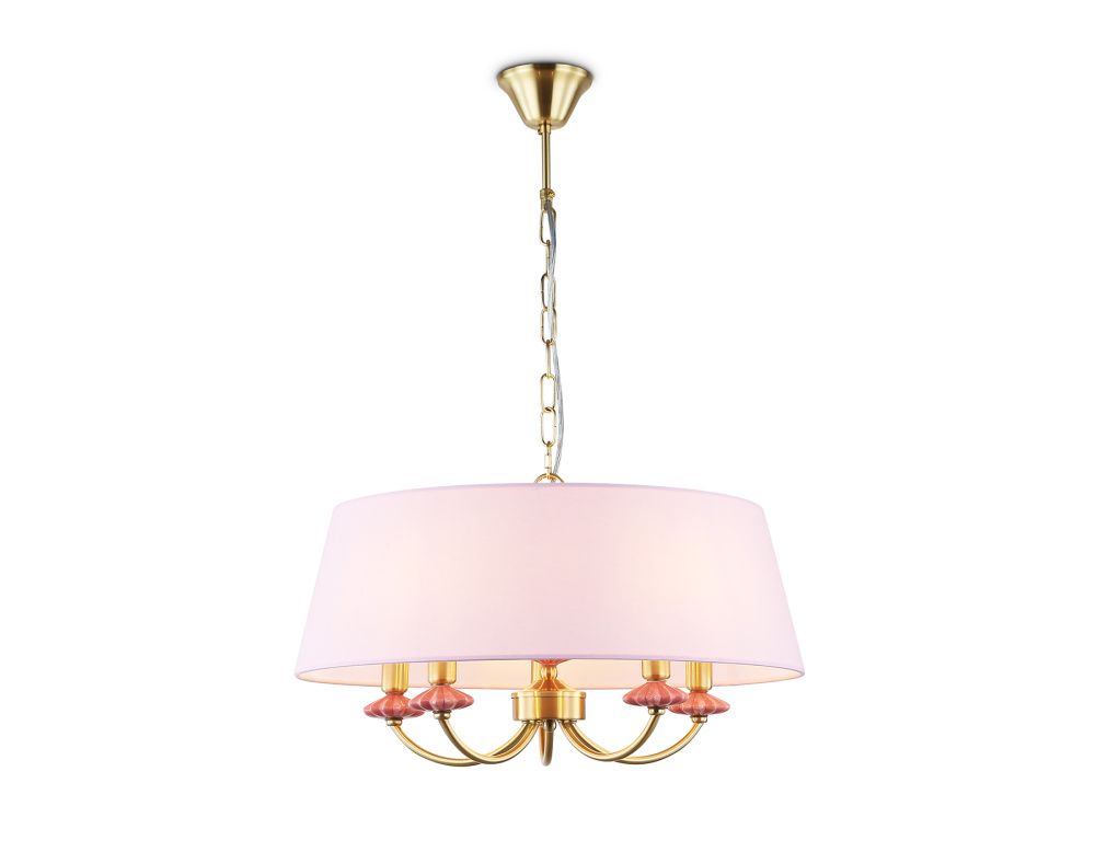 Подвесная люстра с абажуром и декором из керамики **73- см, 5*E14*40W, K, Ambrella Light High Light LH75021, золото