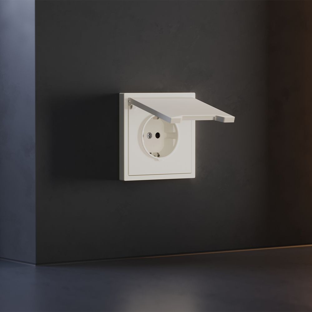 Накладка для розетки с заземлением, защитными шторками и крышкой, S70, хлопок Voltum VLS000813