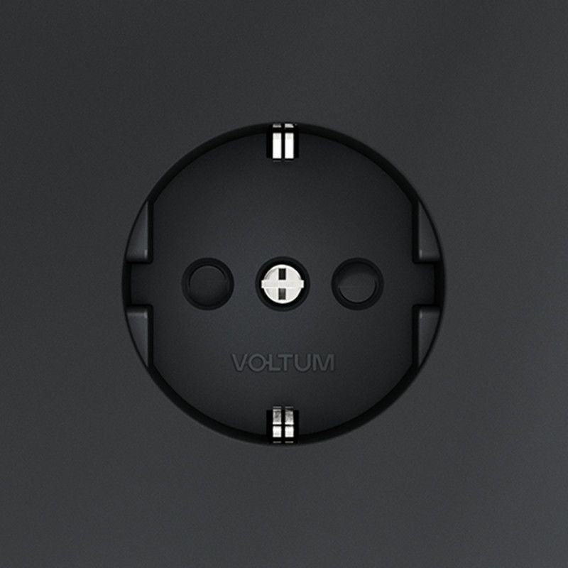 Розетка встраиваемая Voltum S70 с заземлением и защитными шторками, 16А, графит пластик Soft touch VLS040207