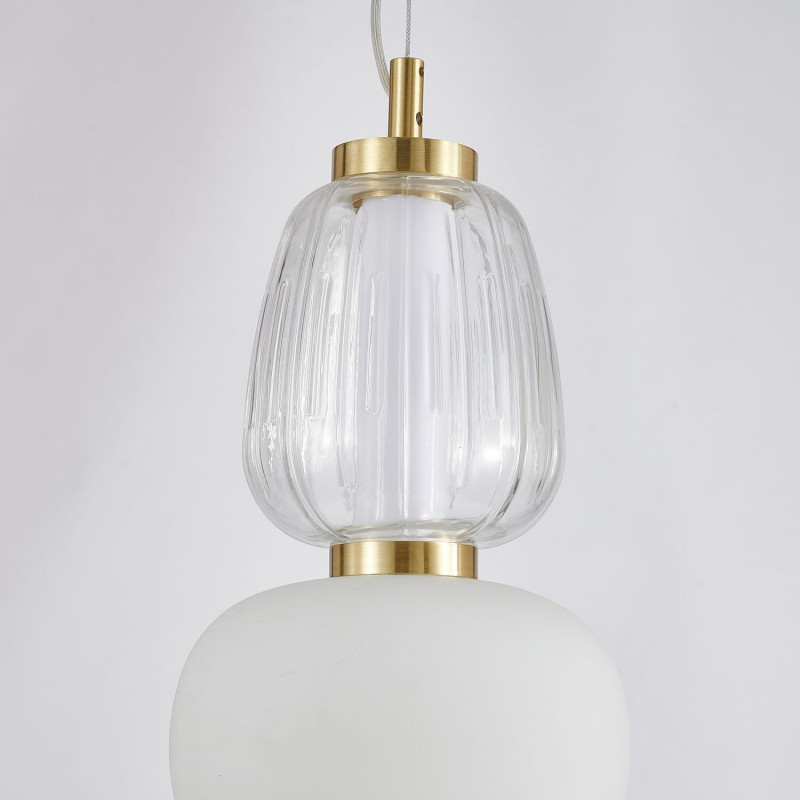 Подвес Favourite Bella 4057-2P, D170*H900/2100, золота, плафоны в виде бусин разнообразных форм из выдувного стекла двух видов - прозрачного и цвета опала