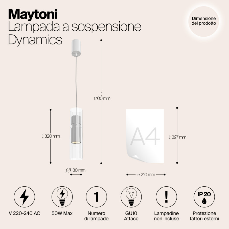 Светильник 22 см, Maytoni Dynamics MOD326WL-02W, белый