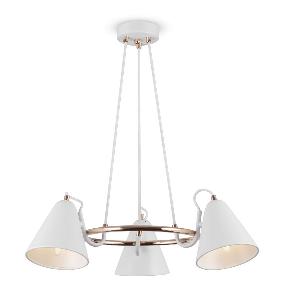 Подвесной светильник *58*19,5-60 см, 3*E14*40W, Freya Falke Market FR8001PL-03WG, Белый с Золотом