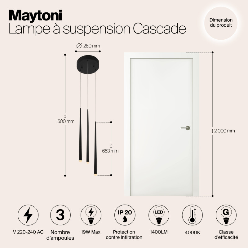 Светодиодный светильник 26 см, 15W, 4000K, Maytoni MOD132PL-L28BK1, черный