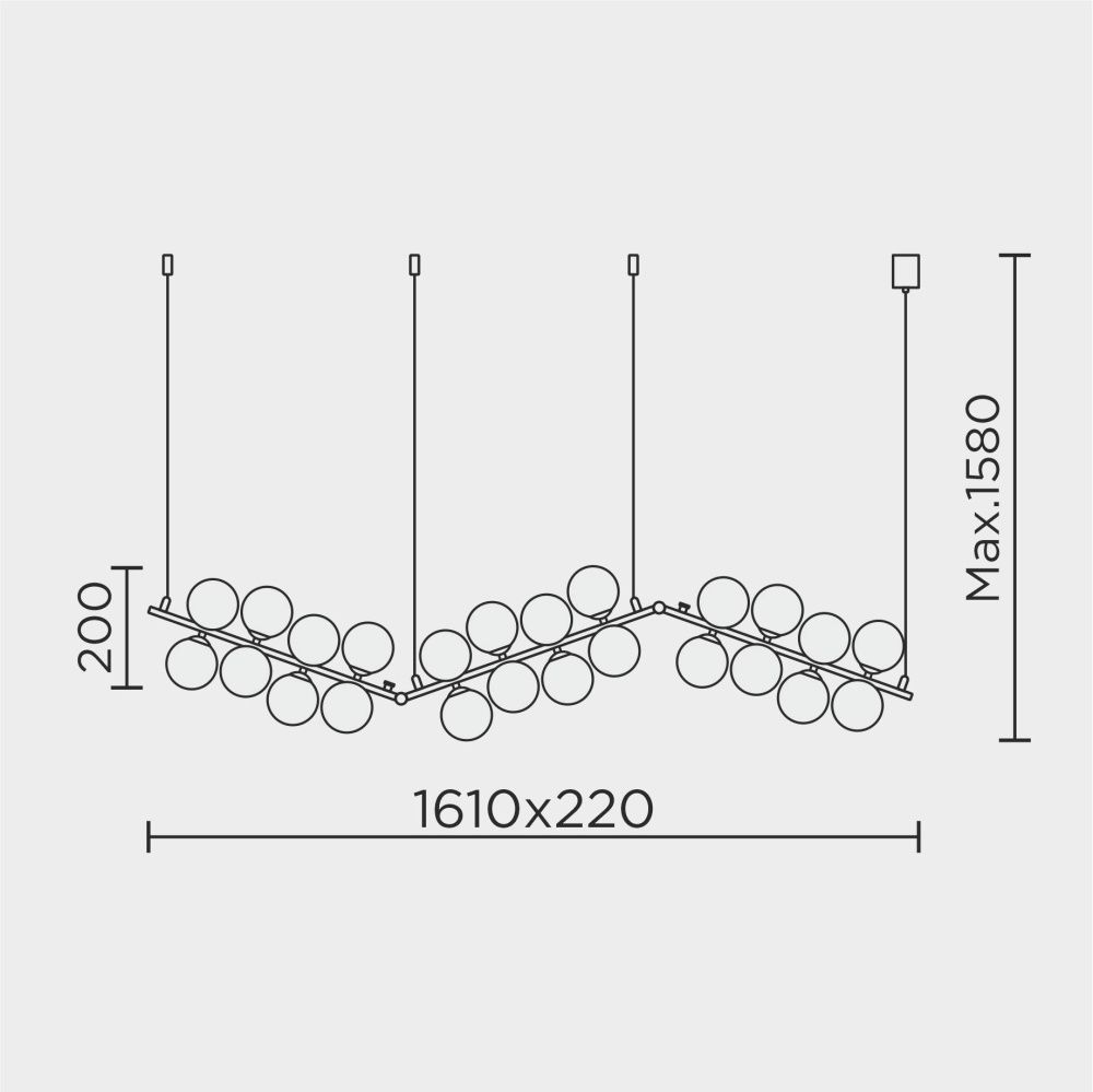 Подвесной светильник 155x23xсм, G9, 12xG9Вт, , Modelux MS.8055.12 BK Черный