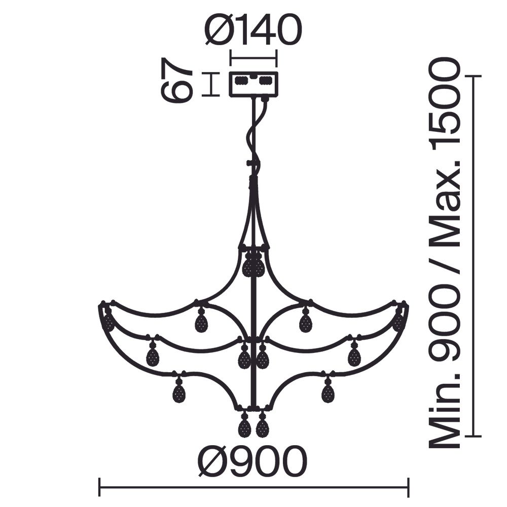 Подвесной светильник *90*90-150 см, *LED*25W, Freya Amela FR6138PL-L30BS, Латунь