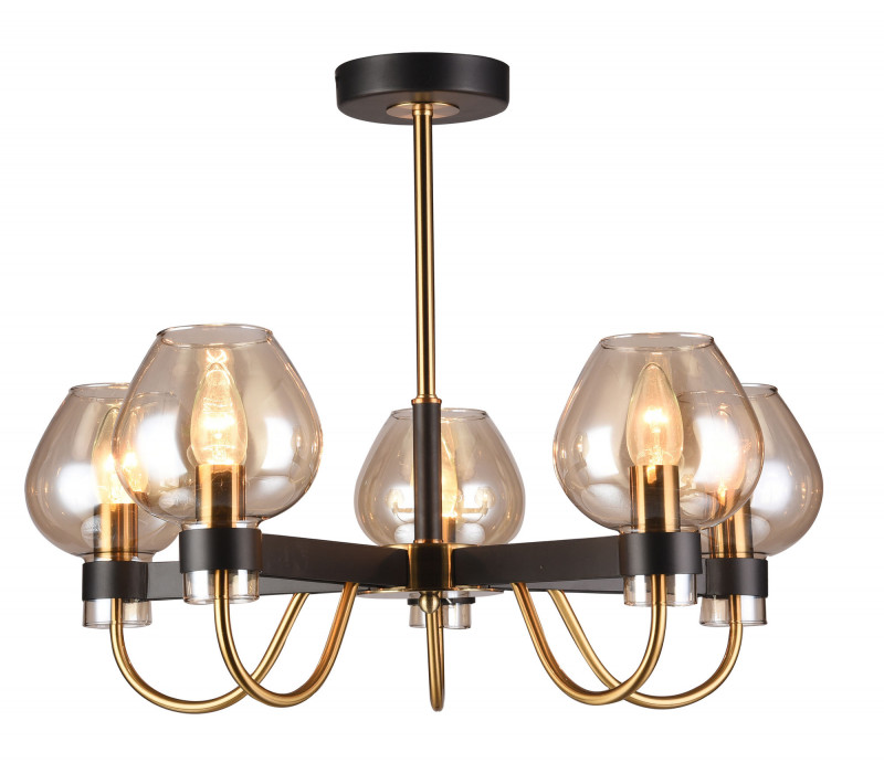 Люстра Tara FR5028PL-05B, диаметр 58 см, черный-янтарный