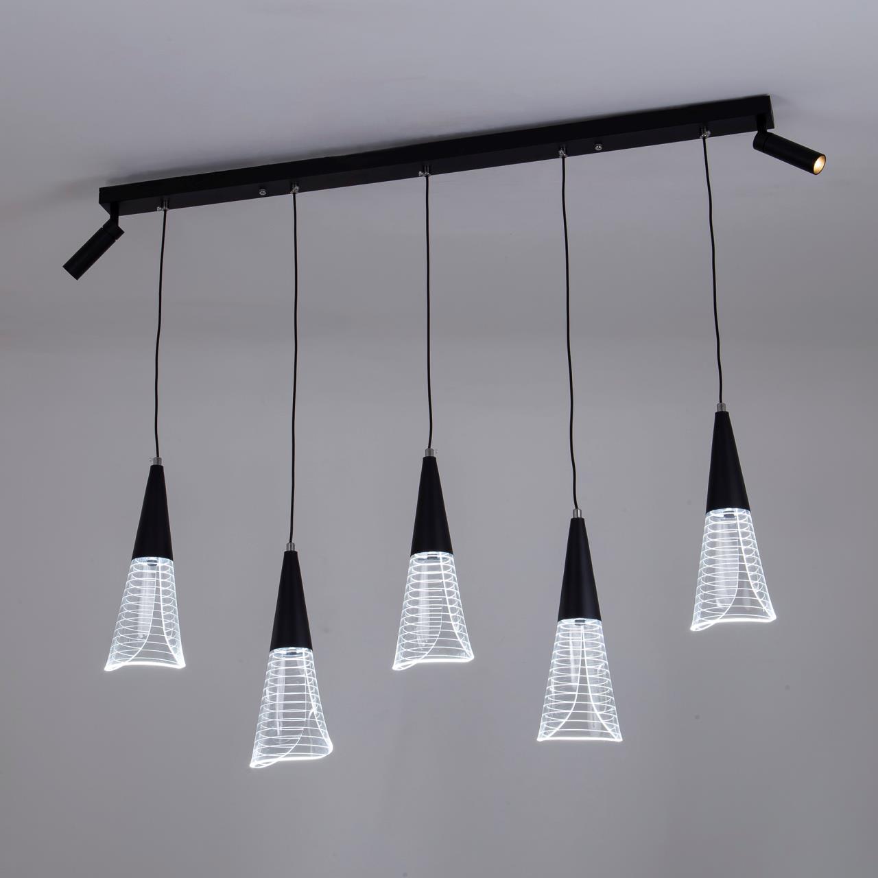 Подвесной светильник 99*20*85 см, LED 30W, 3000 / 6000K, Черный LED4U L7105-7 BK