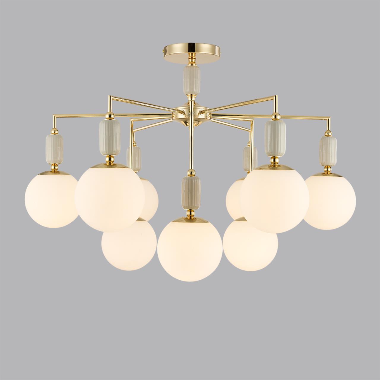Люстра потолочная 86*59 см, 9*E14 Lumion Vivien 6580/9C французское золото, серый