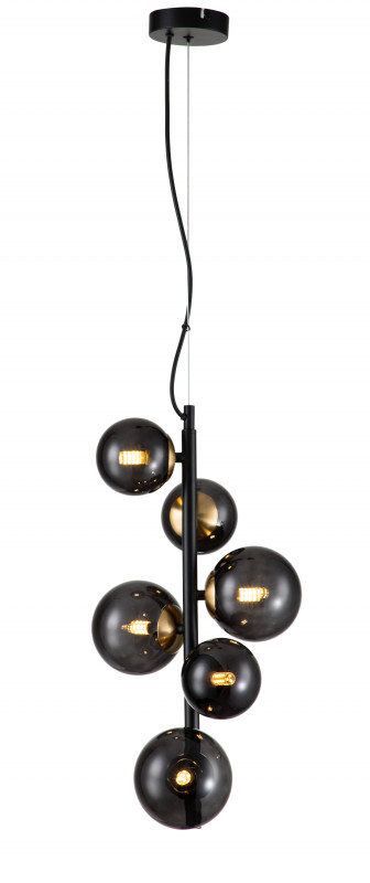 Подвесной светильник 290*290*625/1200 мм, 6*G9 чёрный Indigo Molecola V000197, 11018/6P Black