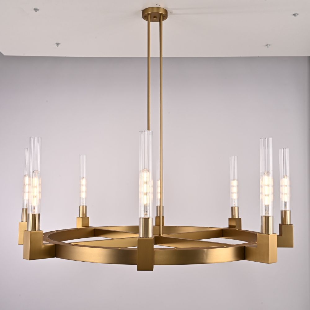 Люстра на штанге CANELLE Round Chandelier 8 Modern Brass 121*21*21 см, 8*E27*60W, ImperiumLoft 40.1550, Латунь
