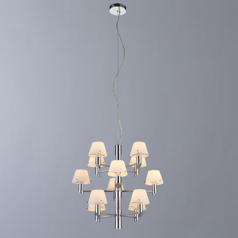 Подвесная люстра Divinare 1680/02 LM-12, диаметр 58 см, хром-белый