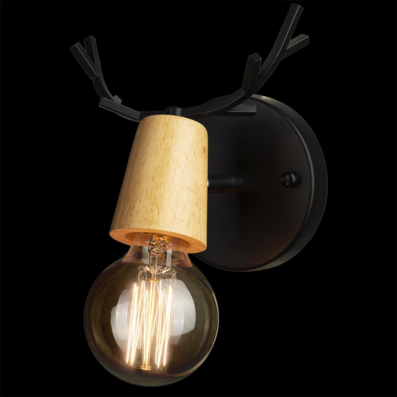 Бра LOFT IT Sven 10024/1W Black, черный-дерево