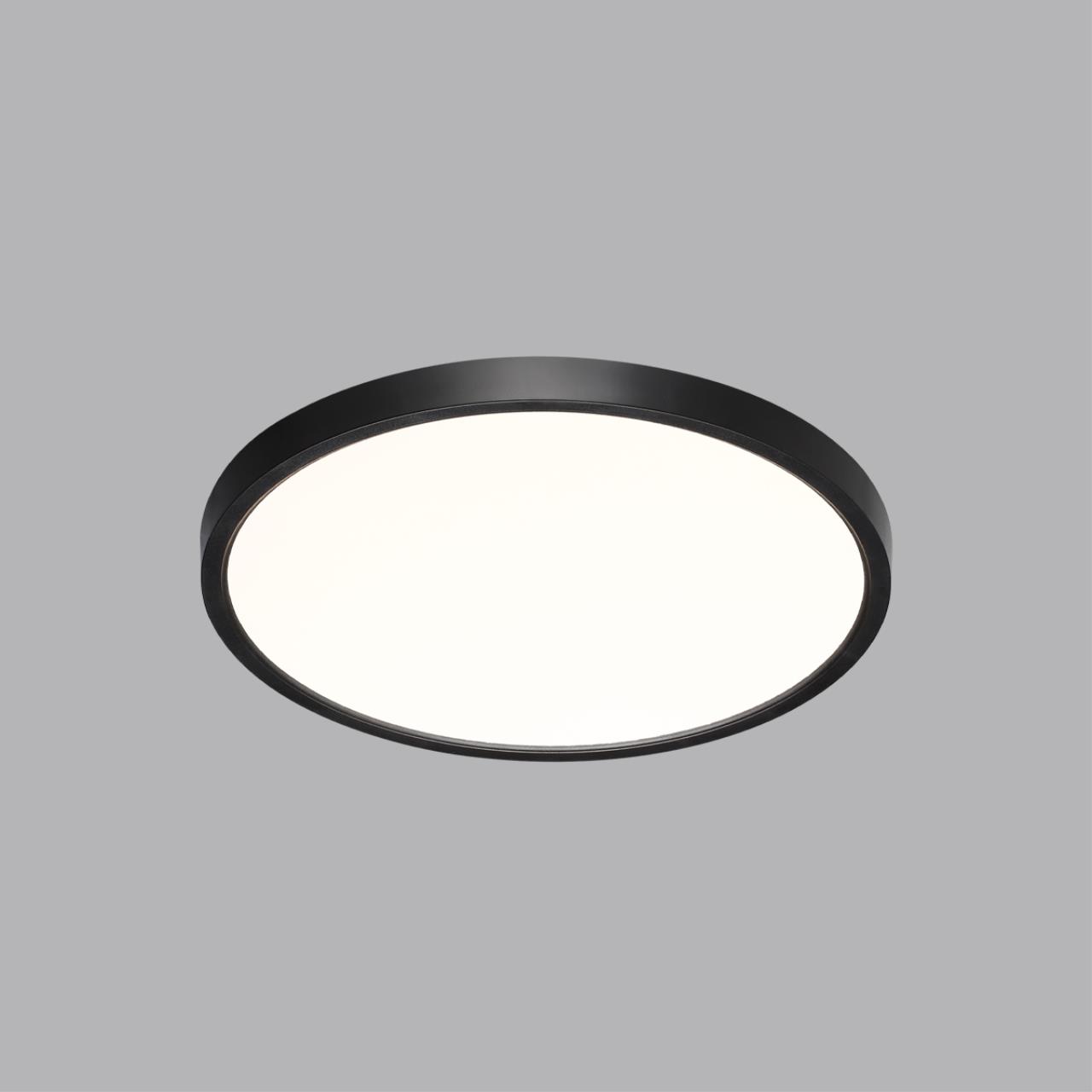 Cветильник 30*2,5 см, LED 24W, 3000/4000 К, IP40, белый/черный, пластик Sonex Alfa Black, 7660/24L