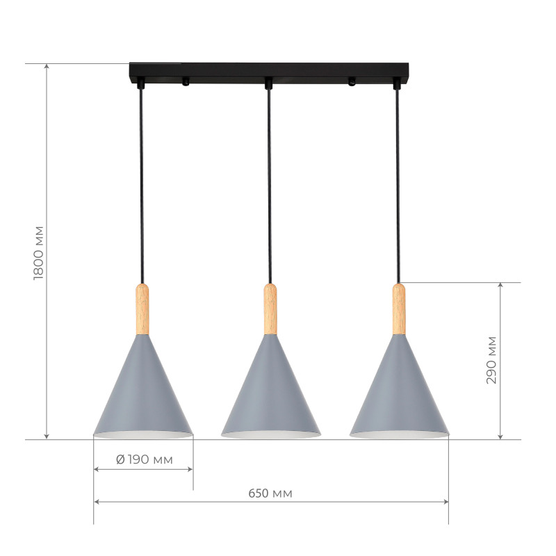 Светильник подвесной 65*19*31,5/180 см, 3*E27 EVOLUCE Arket SLE1255-413-03 черный