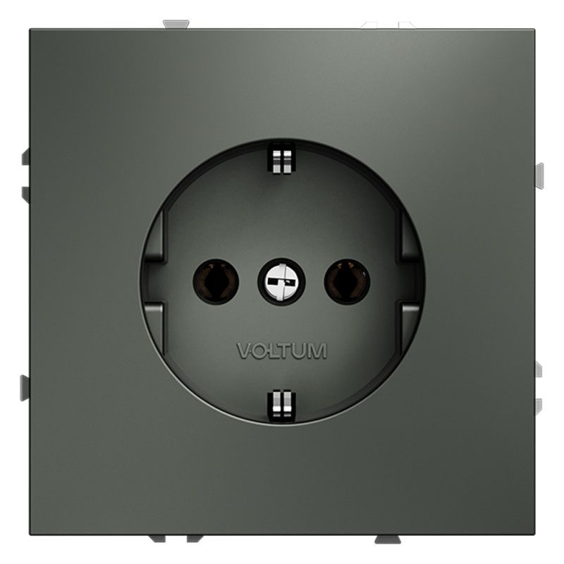 Розетка встраиваемая Voltum S70 с заземлением 16А, титан пластик Soft touch VLS040106