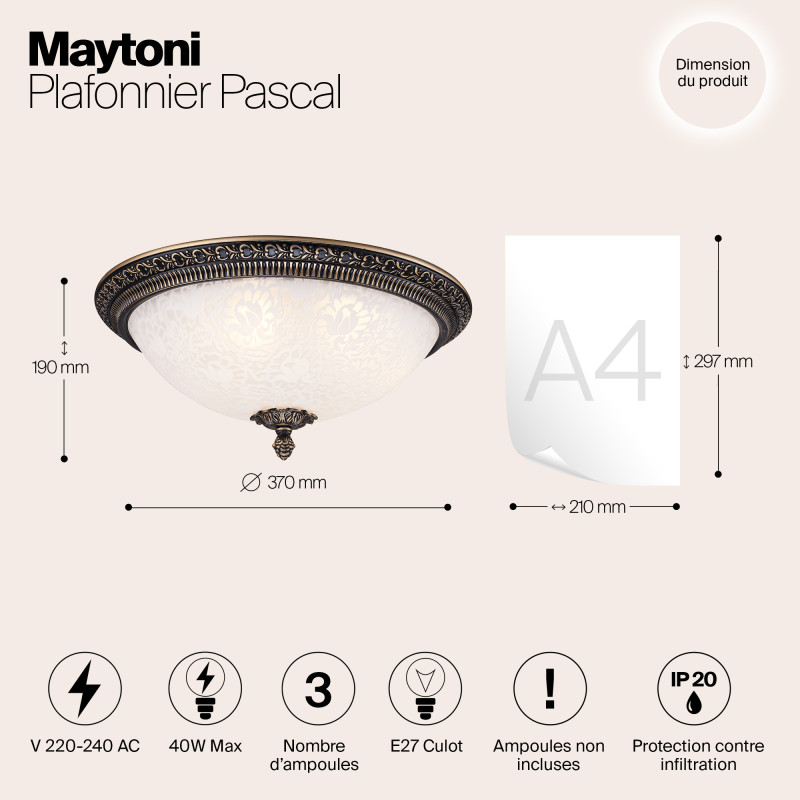 Светильник диаметр 37 см Maytoni C908-CL-03-R Бронза