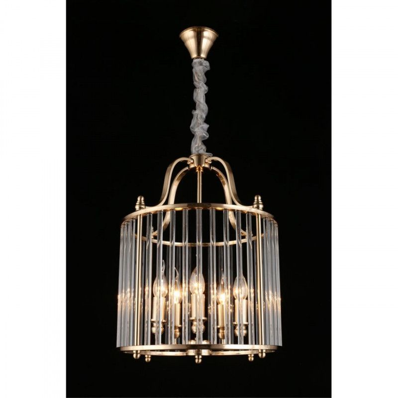 Подвесная люстра 40*80-150 см, 5*E14, 40W, Aployt JOANNA APL.726.16.05, латунный
