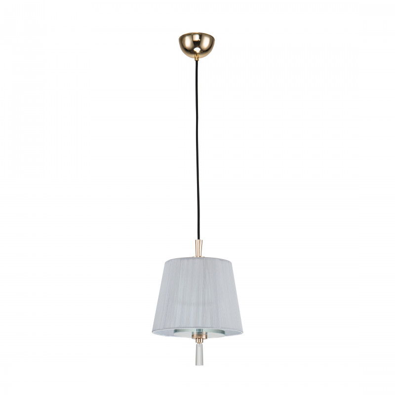 Подвес Favourite Sade 2690-1P, D230*H300/1410, золотой гальваники, абажур из серой нити, декоративные элементы выполнены из прозрачного стекла