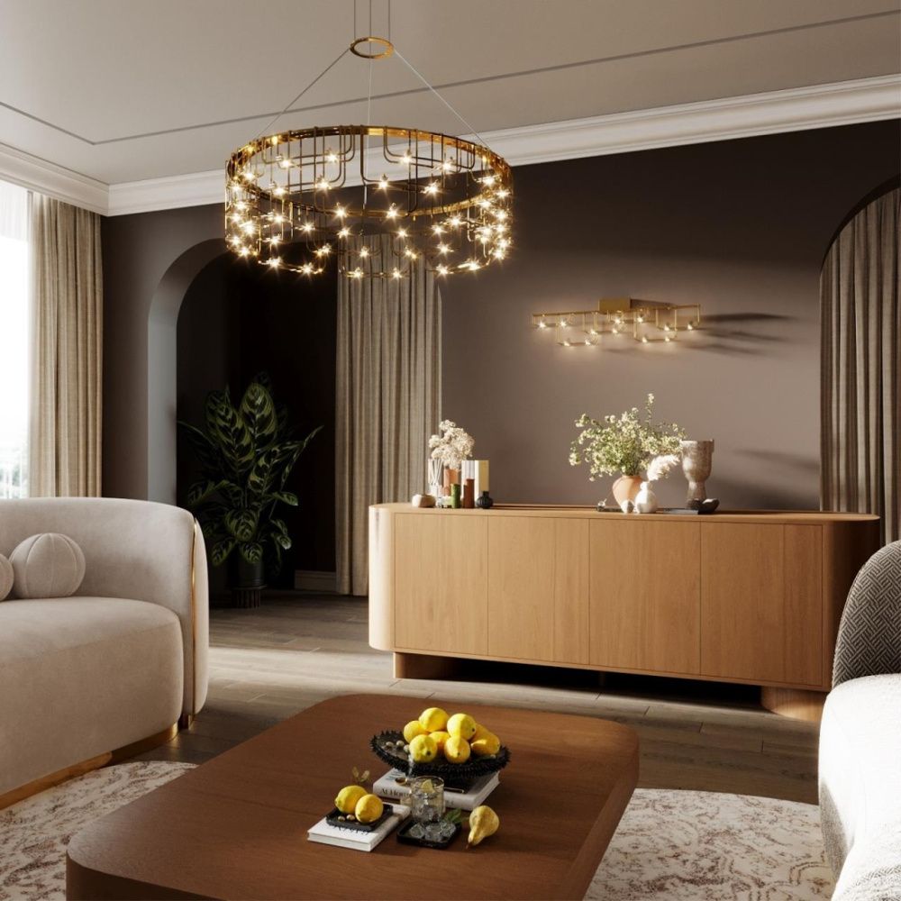 Подвесной светильник *62*-221 см, 88*LED*44W, 3000K, Odeon Light ZAHA 7060/44L, золото