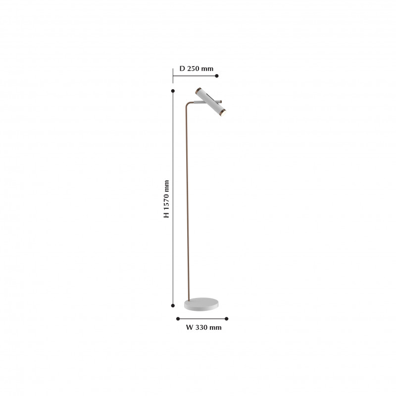 Торшер Favourite Duplex 2325-2F, D250*W330*H1570, металл белого матового цвета, элементы окрашены в золотисто-коричневый цвет, плафон поворотный, модули LED с двух сторон плафона