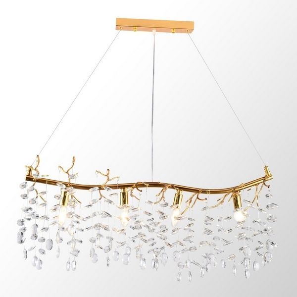 Подвесная хрустальная люстра 100 см, Lussole Presidio LSP-6014, золото