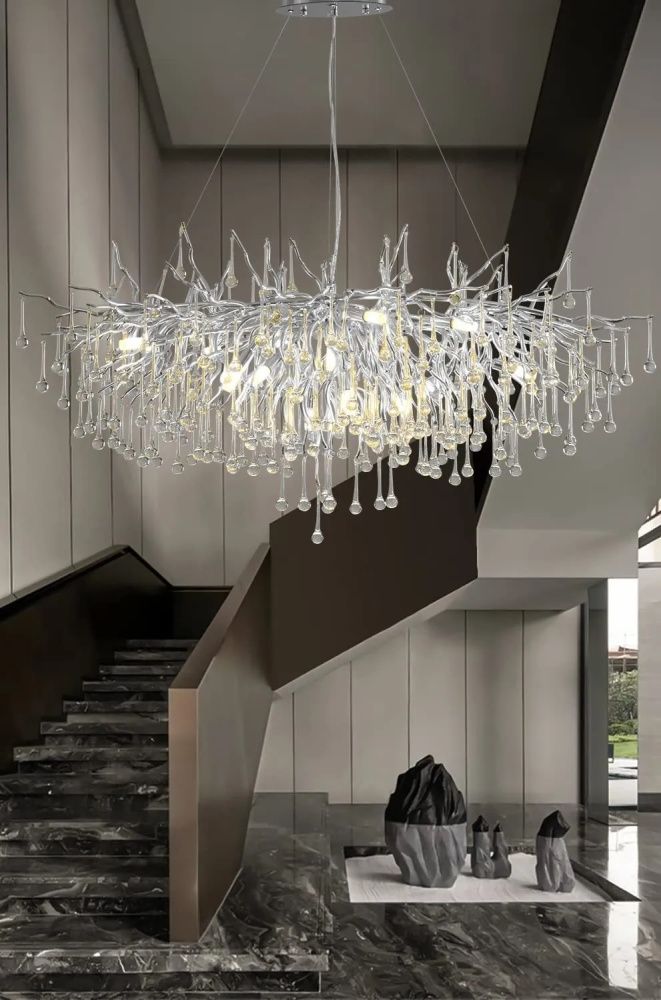 Светильник ElegantLight DZN-8261 СЕРЕБРО D1600*750/H500/20/E14/10W RAIN 22-10