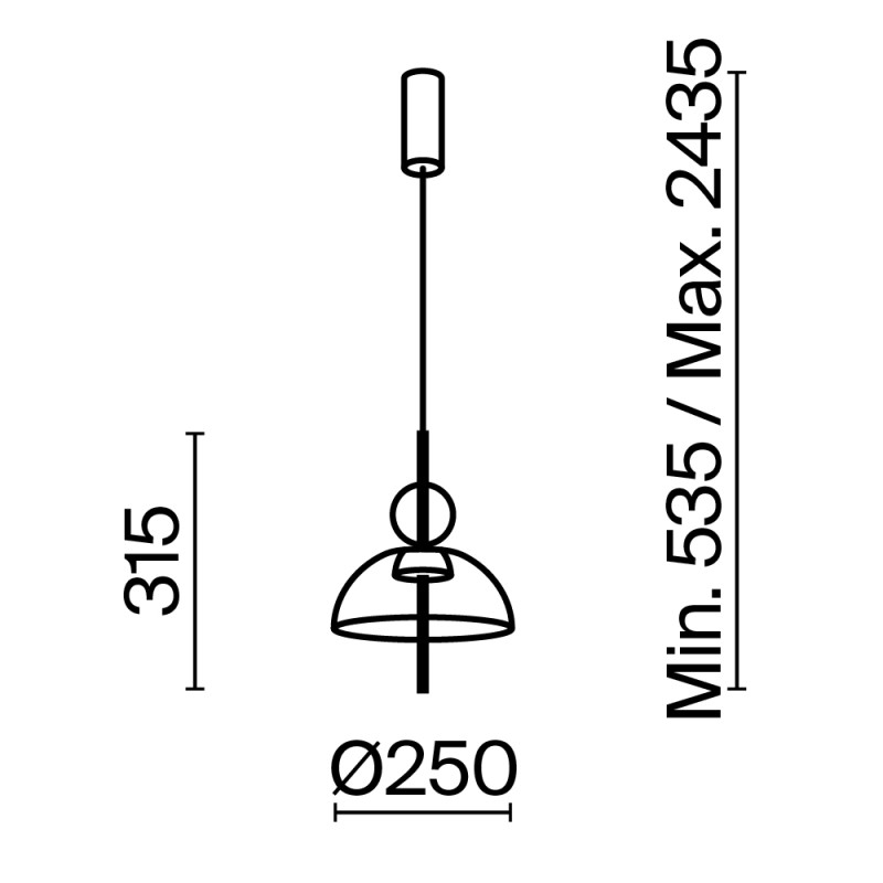 Светильник 25 см, 12W, 3000K, Bangkok MOD185PL-L11B3K1, черный