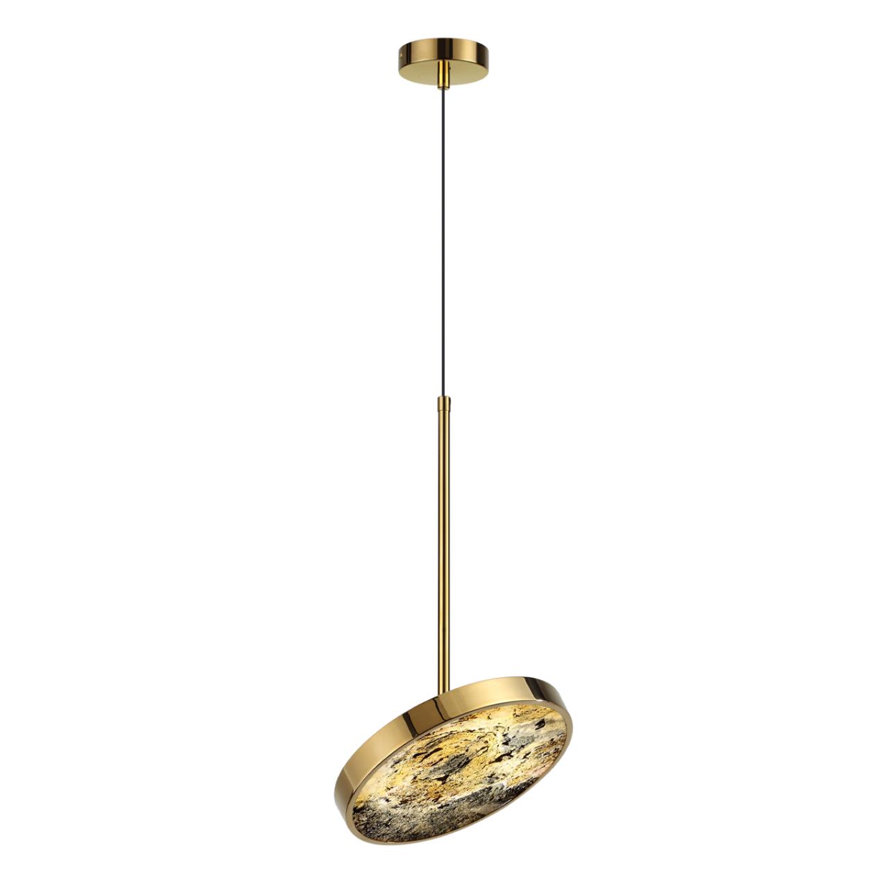 Подвес 23,6*23,6*180 см, LED 1*15W, 3000-4000-6000 К, Odeon Light Bergi 5079/15L, золотой глянцевый/серо-бежевый