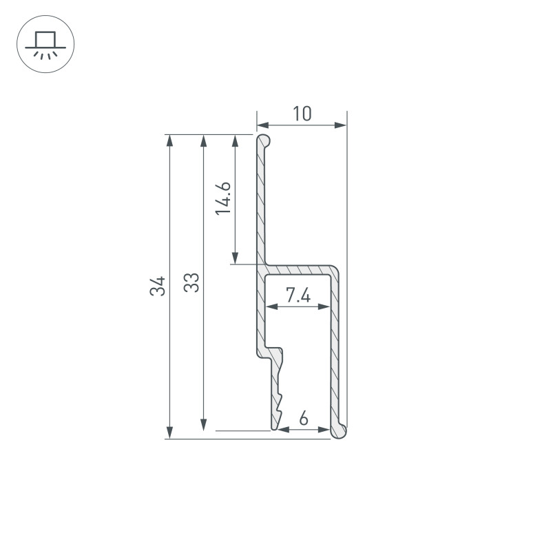 Профиль Arlight 039472 250*1*3,4 см. Цена указана за 2,5 метра. Продается кратно 2,5 метрам.  экран не требуется