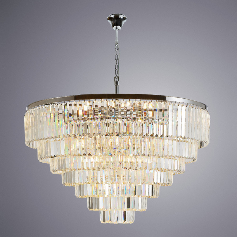 Подвесная люстра Divinare Nova 3001/02 LM-25, диаметр 120 см, хром-хрусталь