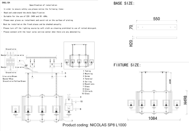 Люстра 108 см Crystal Lux NICOLAS SP8 L1000 GOLD/WHITE золото/прозрачный