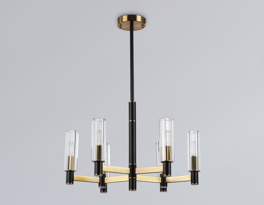 Люстра на штанге **38-76 см, 6*E14*40W, K, Ambrella Light High Light LH55511, черный, латунь