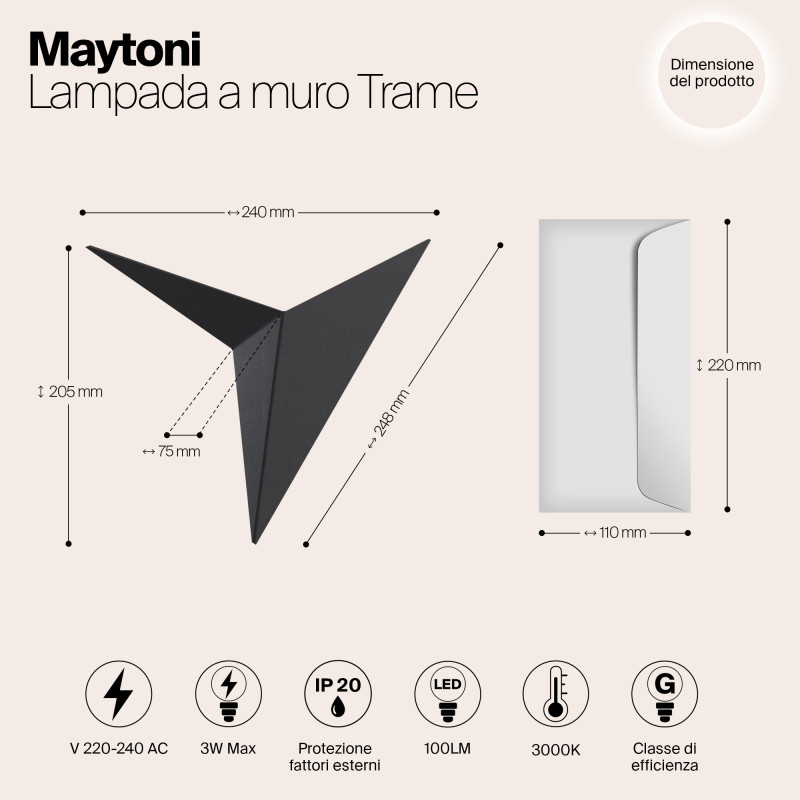 Светильник настенный Maytoni C808WL-L3B, черный/матовый