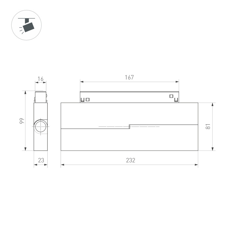 Светильник на шине Arlight 047212 23,2*2,3*9,9 см.