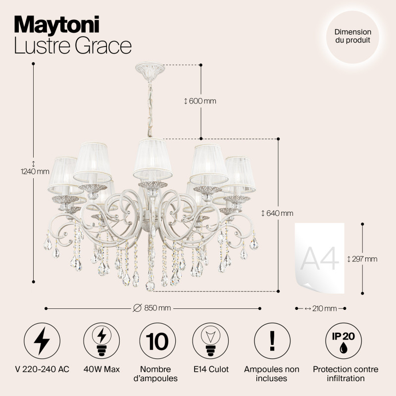Люстра Maytoni ARM247-10-G Кремовое золото