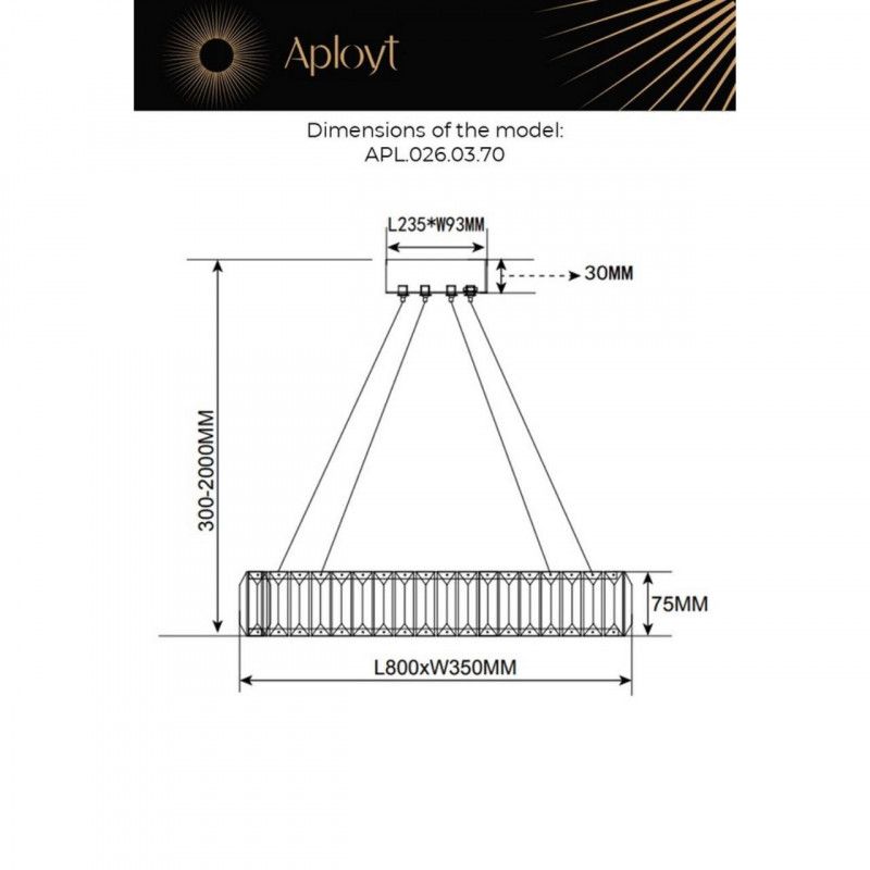 Подвесная люстра 80*35*30-160 см 70W, 3000K, Aployt Nicoletta APL.026.03.70, бронзовый