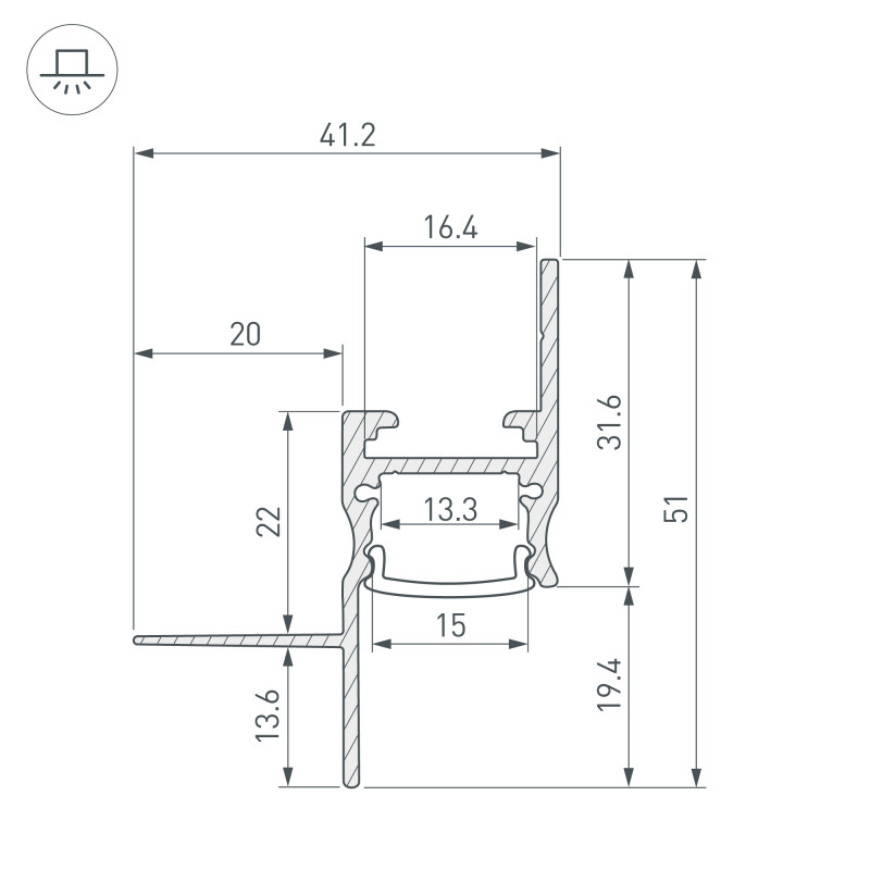 Профиль Arlight 040779 200*4,1*5,1 см. Цена указана за 2 метра. Продается кратно 2 метрам.  экран отдельно