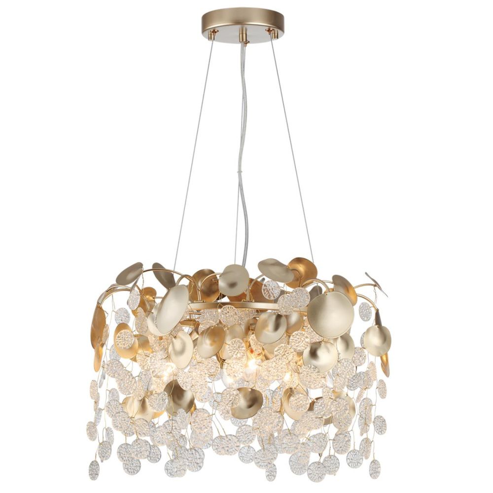Люстра *46*63,5-133,5 см, 6*E14*40W, Odeon Light COINS 5104/6, золотистый/стекло