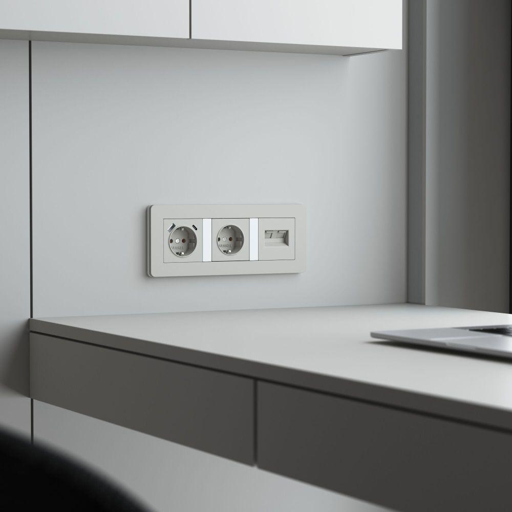 W1291104 Накладка для двойной розетки Еthernet RJ-45, дымчатый Werkel, 4690389212048