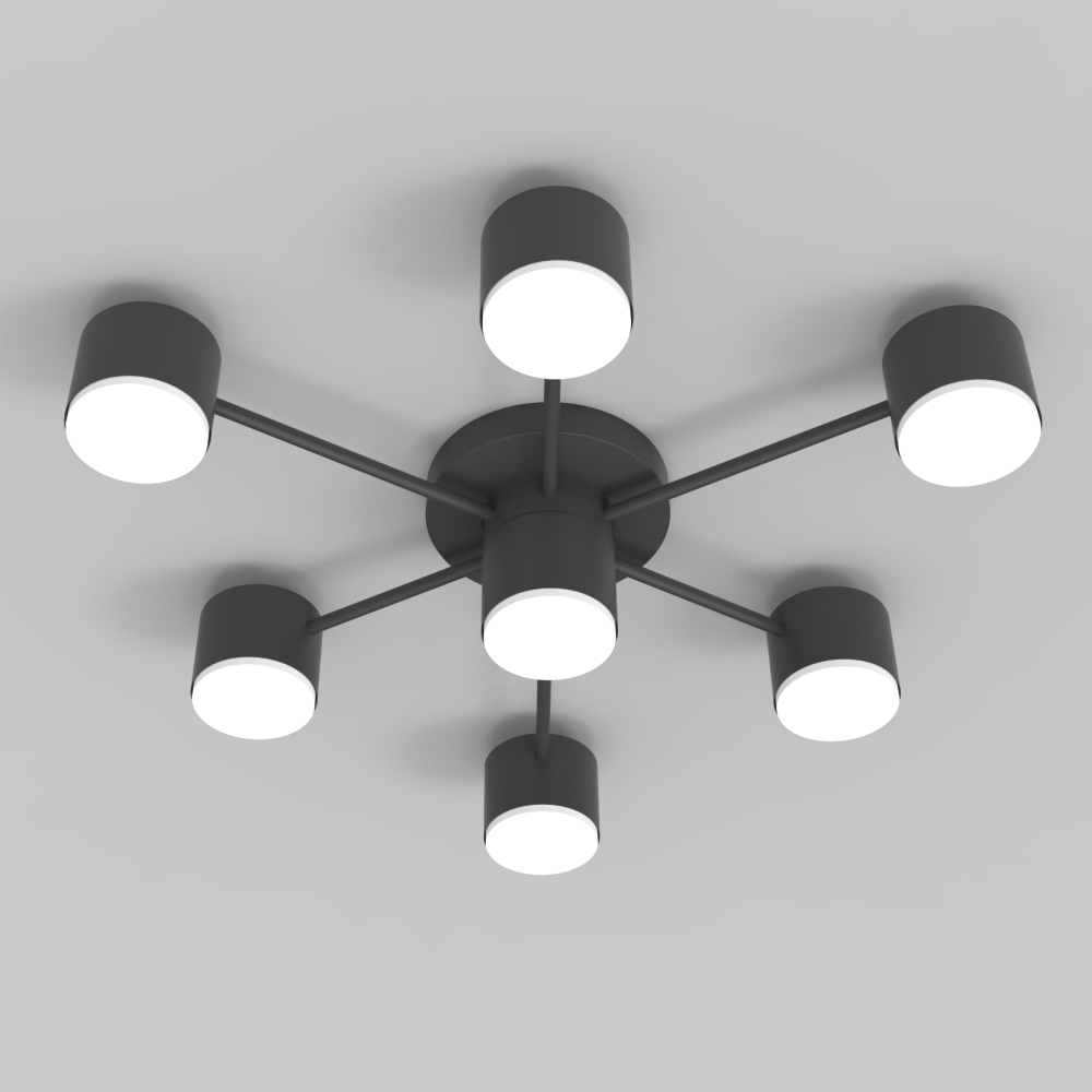 Люстра Ø600 x H115, мм, 7*15W (105W), BK (Черный) NewRgy CL-BLACK DOT-R001-GX53*7 BK