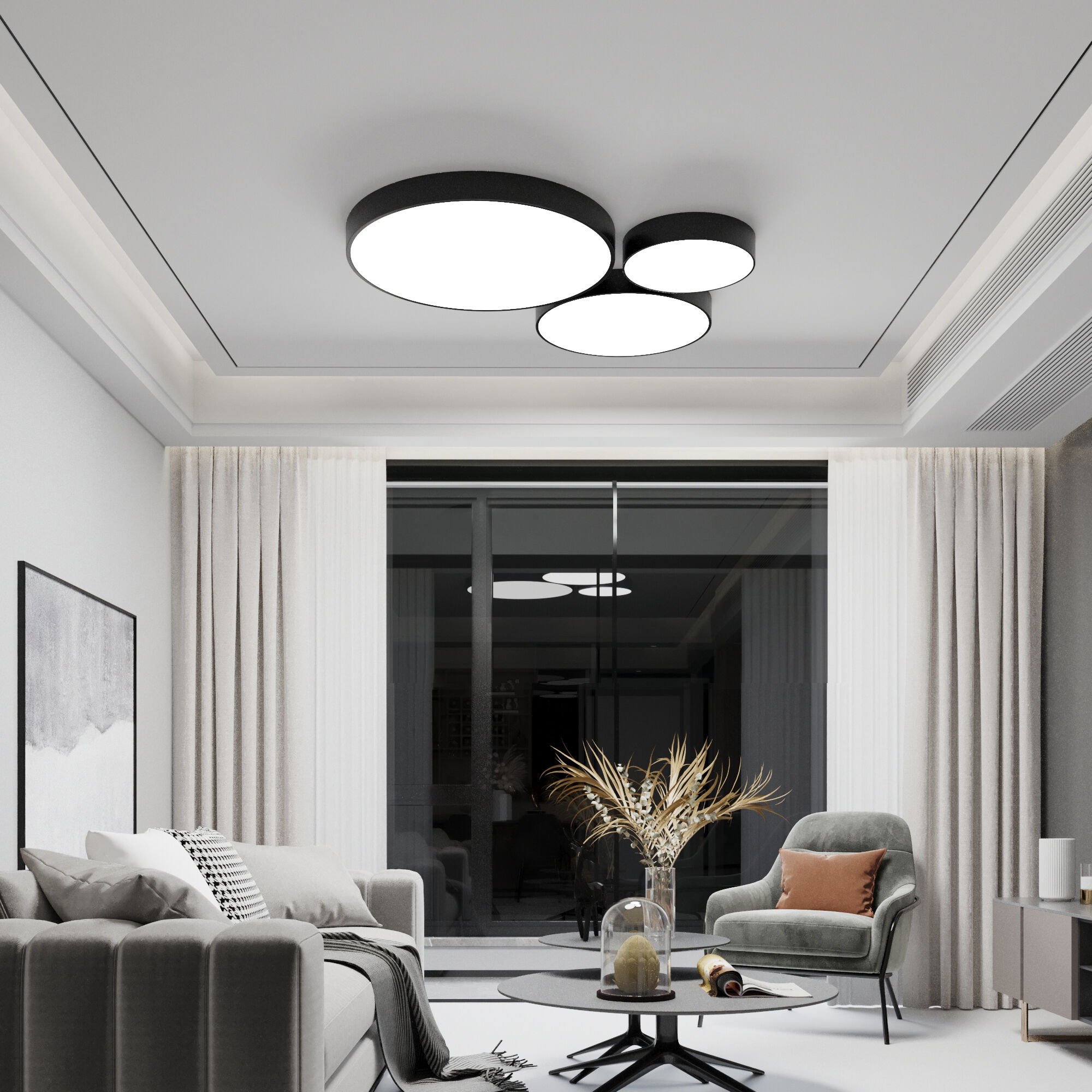 Светильник 80*8 см,  LED*152W, 6500;4200;3300 К, Eurosvet Entire 90320/1, черный
