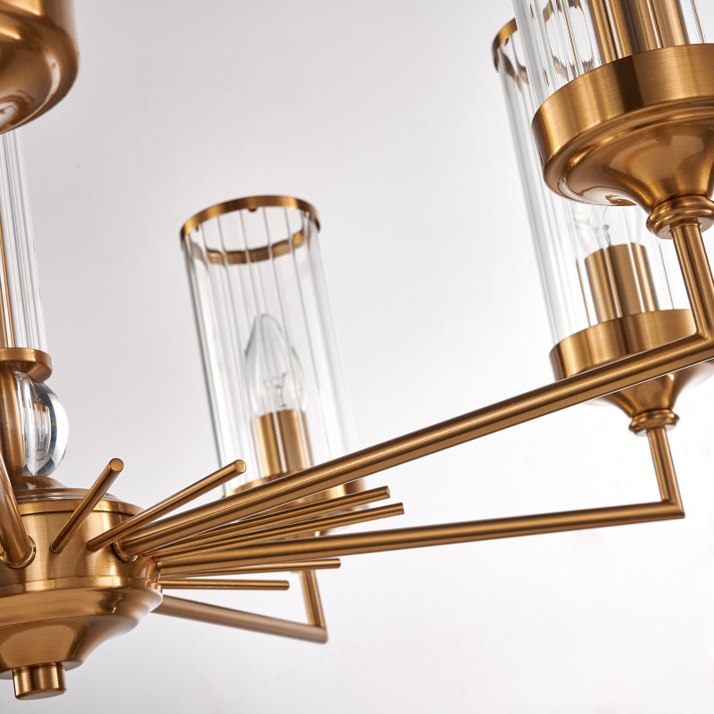 Подвесная люстра Favourite Basis 2927-7P, D655*H395/1500, античной латуни, плафоны и декор из прозрачного стекла