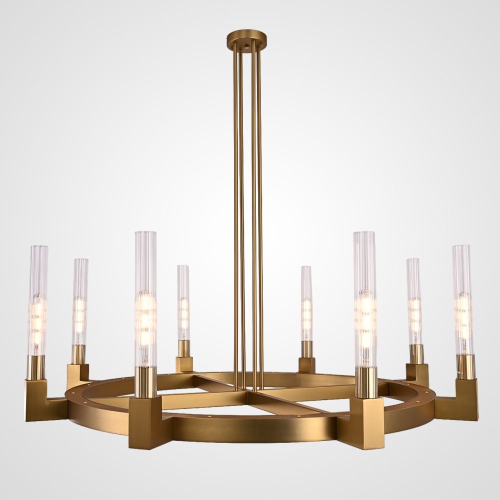 Люстра на штанге CANELLE Round Chandelier 8 Modern Brass 121*21*21 см, 8*E27*60W, ImperiumLoft 40.1550, Латунь