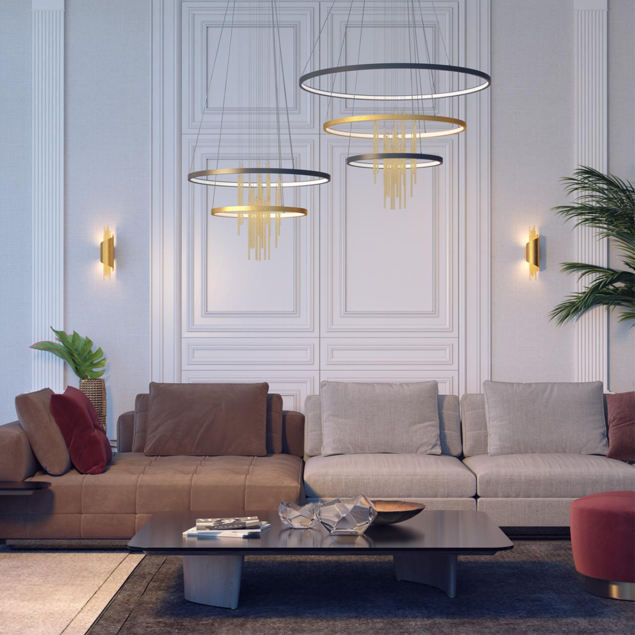 Светильник 60 см, 63W, 4000K Odeon Light Monica 3901/63L, золото-черный