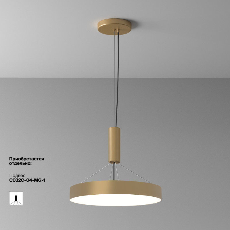 Накладной светильник 40*40*6 см, LED, 45W, 4000К, Maytoni Technical Zon C032CL-45W4K-RD-MG золото матовое