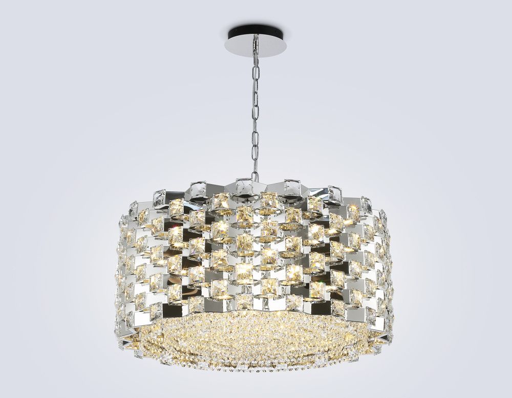 Подвесная люстра с хрусталем **32-120 см, 18*E14*40W, K, Ambrella Light High Light LH41006, хром